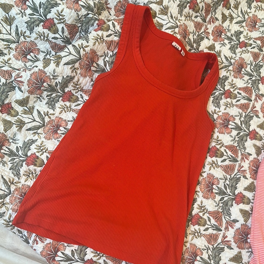GAP Bright Red Ribbed Tank Top